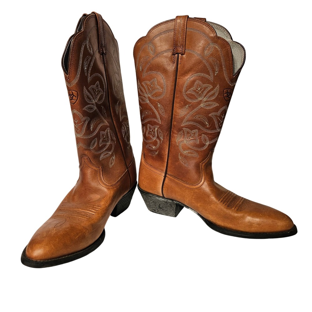 Ariat Heritage Western Boots Womens 8.5B Brown Leather R-Toe 10004376